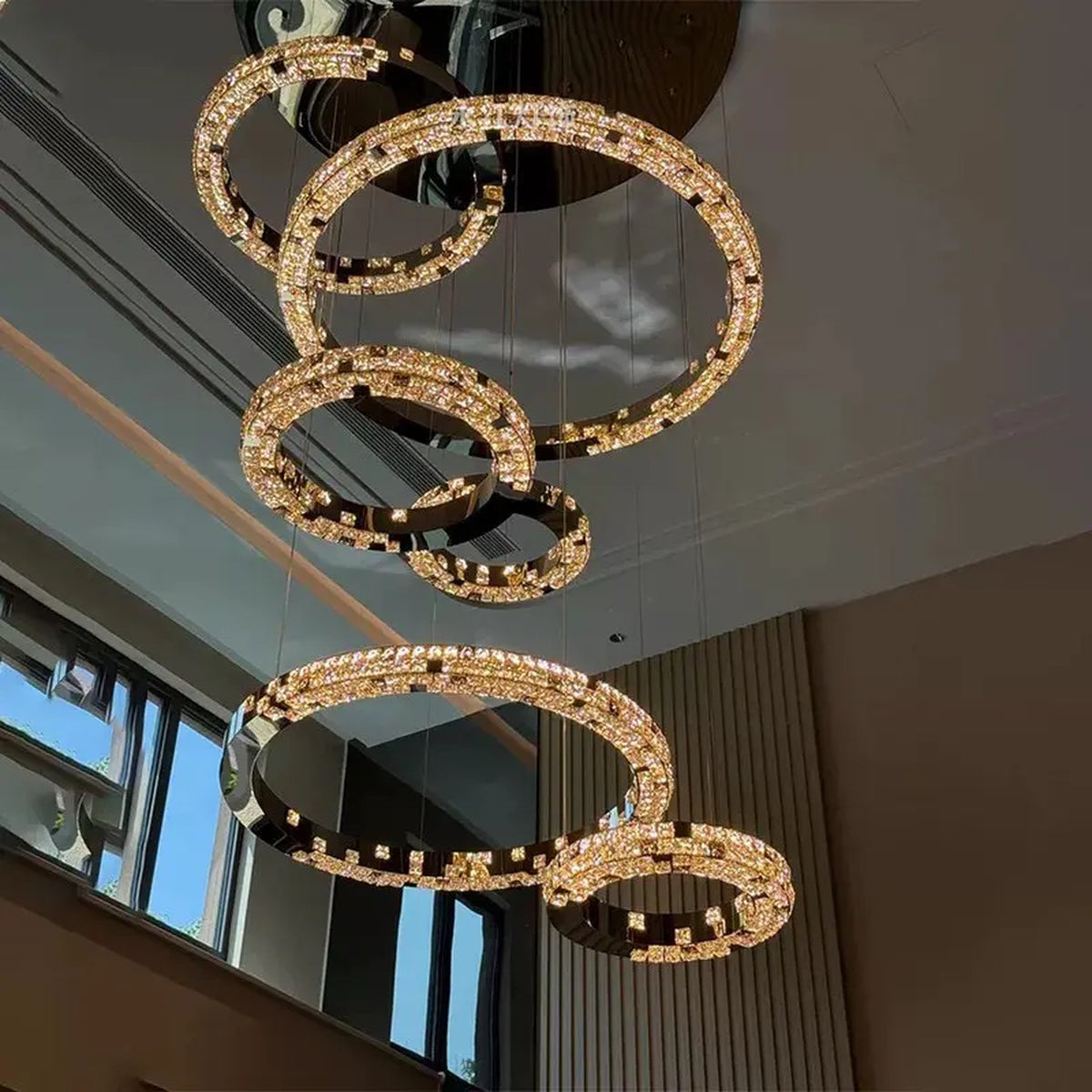 AM0664 — Light Luxury Stairwell Crystal Chandelier for Living Rooms