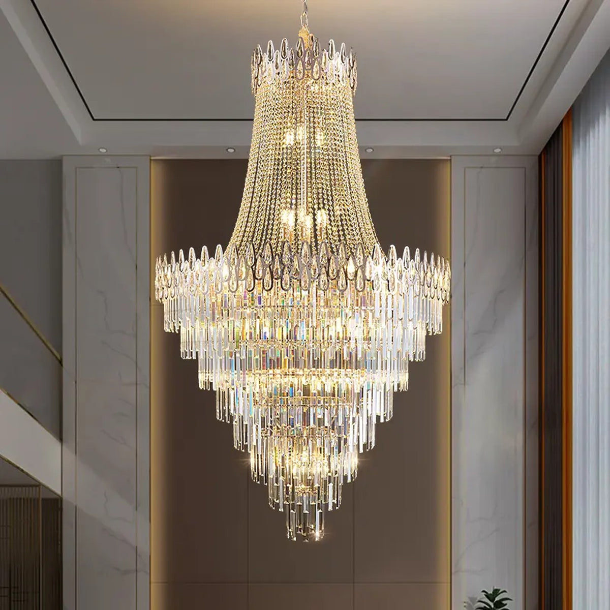 AM0469 — Spiral Staircase Crystal Chandelier for Living Rooms