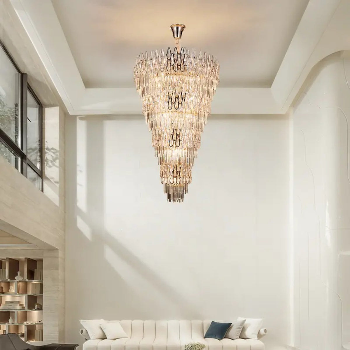 AM0632 — Light Luxury Stairwell Crystal Chandelier for Living Rooms