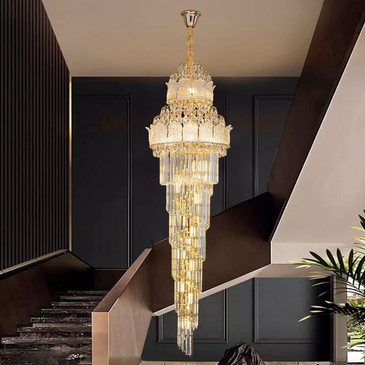 AM0658 — European Spiral Staircase Crystal Chandelier for Living Rooms