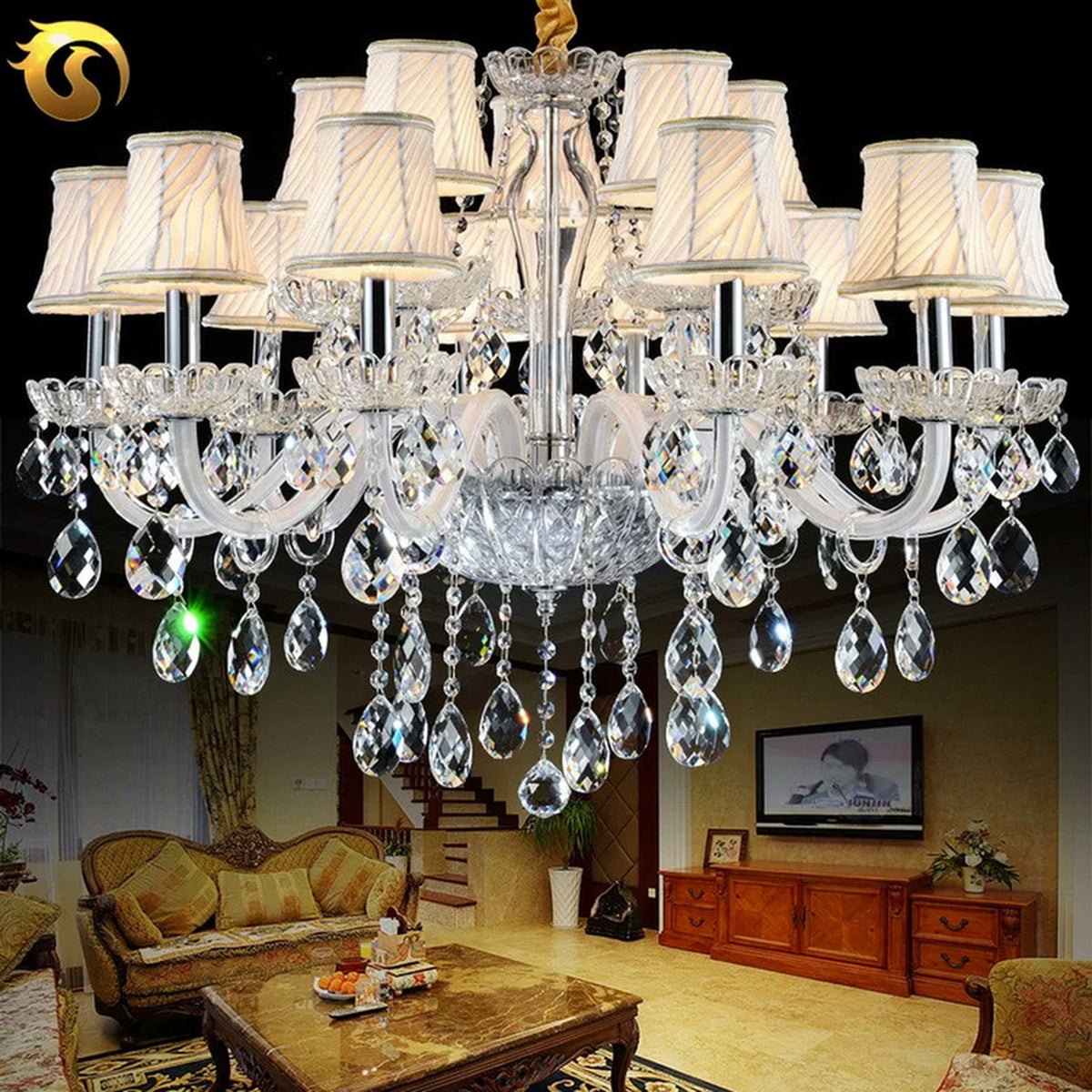 AM0776 — European Candle Crystal Chandelier for Living Rooms