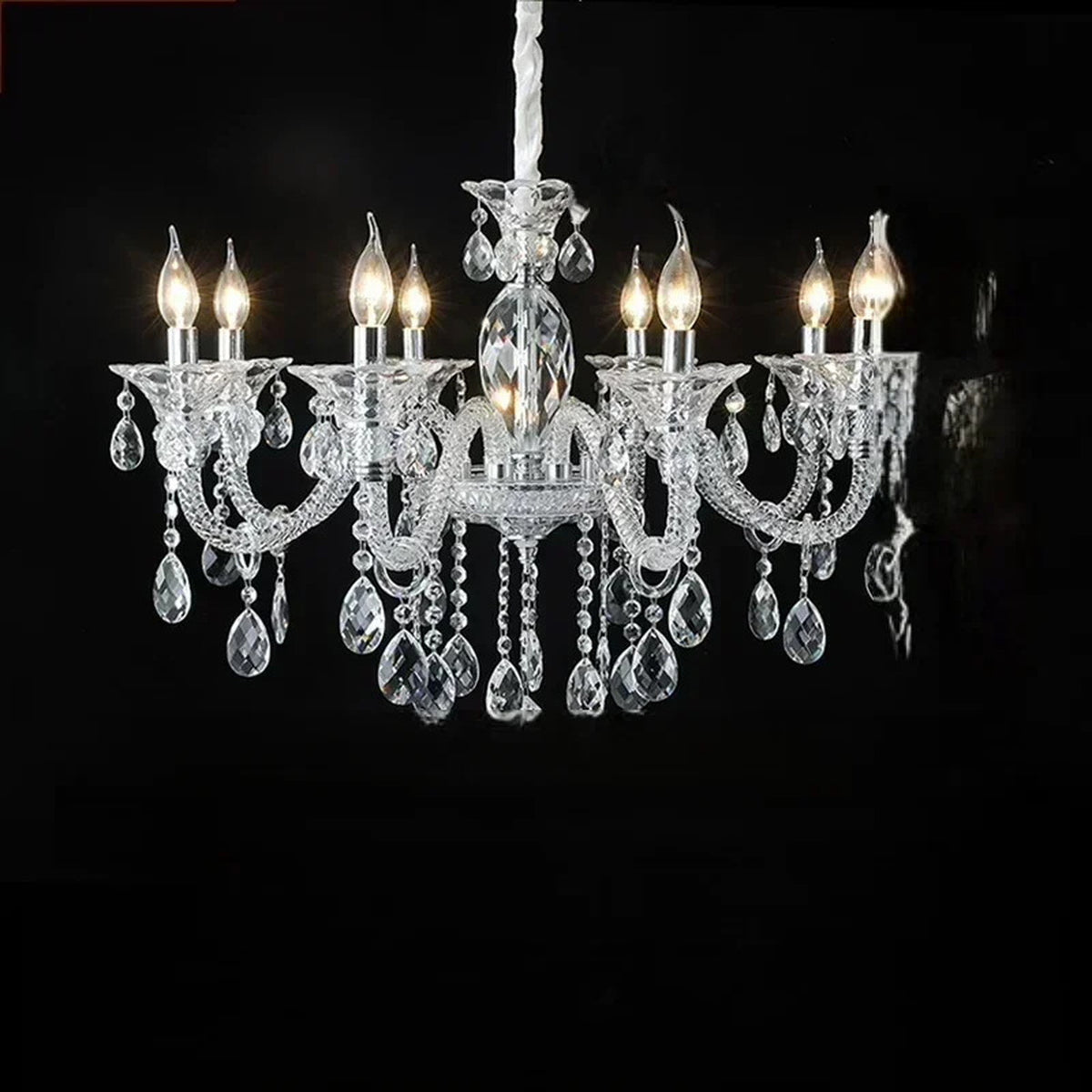 AM0840 — French Grand Hall Crystal Stainless Steel Chandelier for Living Rooms & Dining Rooms
