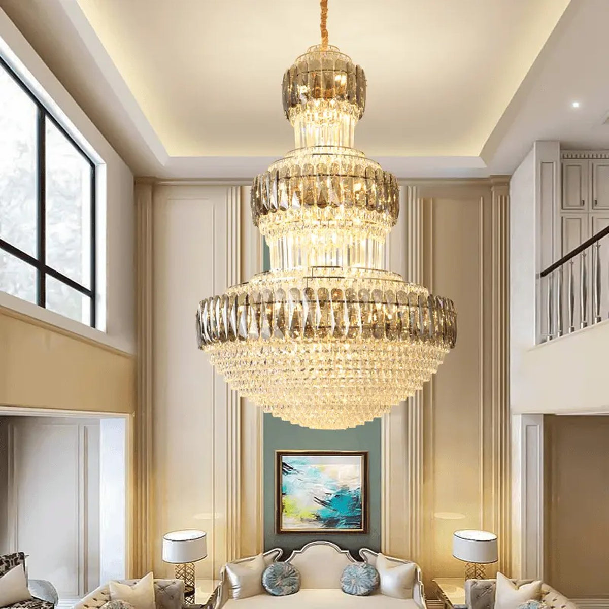 AM0625 — Light Luxury Round Crystal Chandelier for Living Rooms