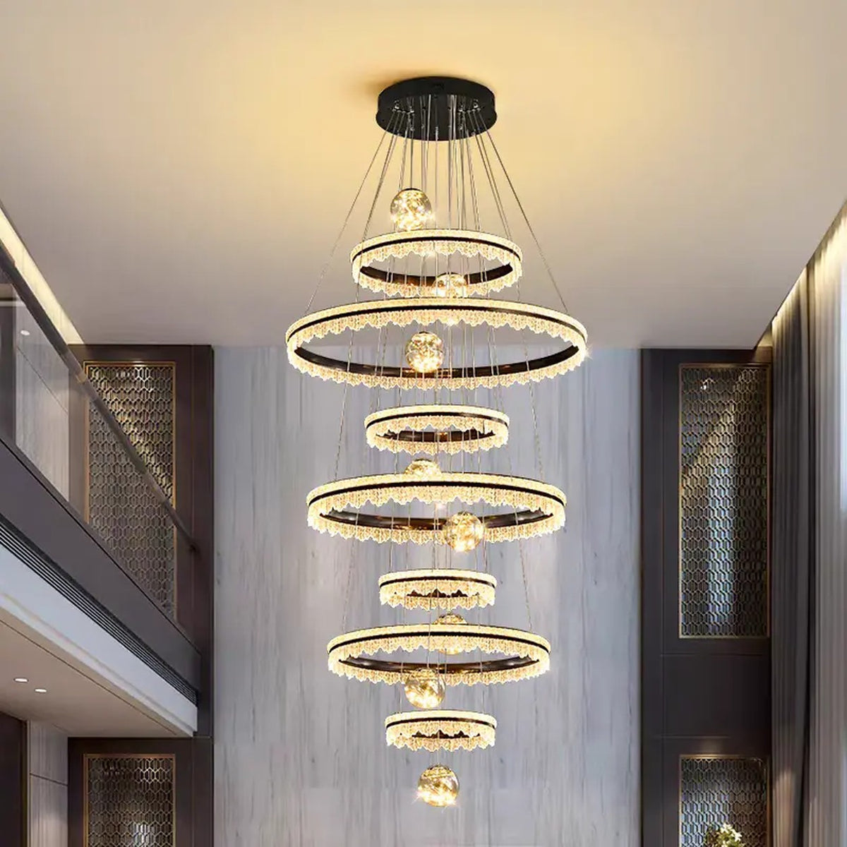 AM0634 — Light Luxury Stairwell Crystal Chandelier for Living Rooms