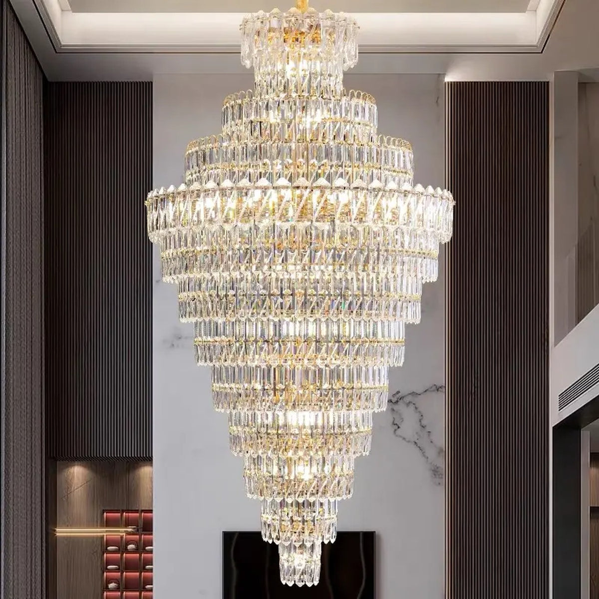 AM0584 — Light Luxury Stairwell Crystal Chandelier for Living Rooms