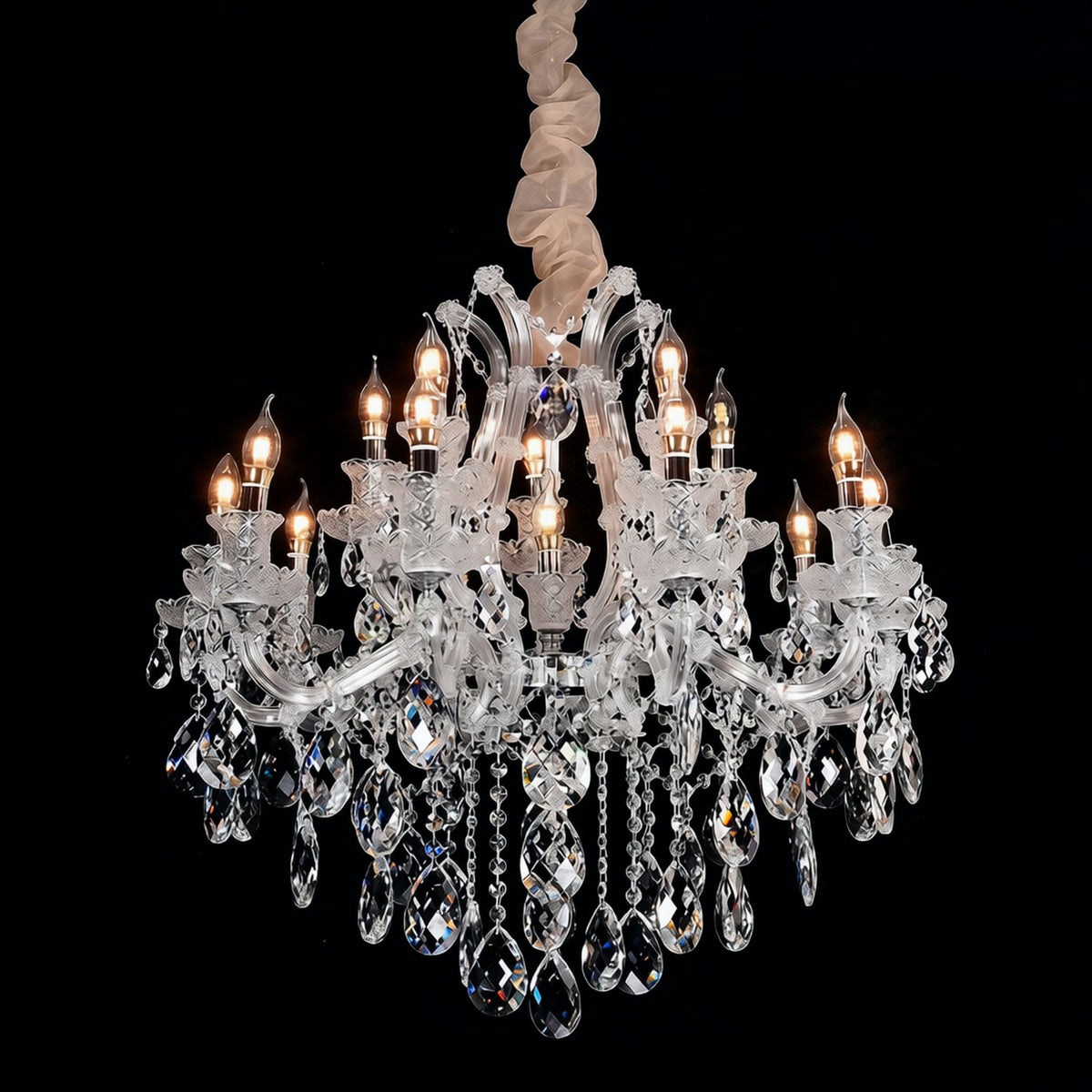 AM0827 — European Crystal Chandelier for Duplex Spaces & Stairwells