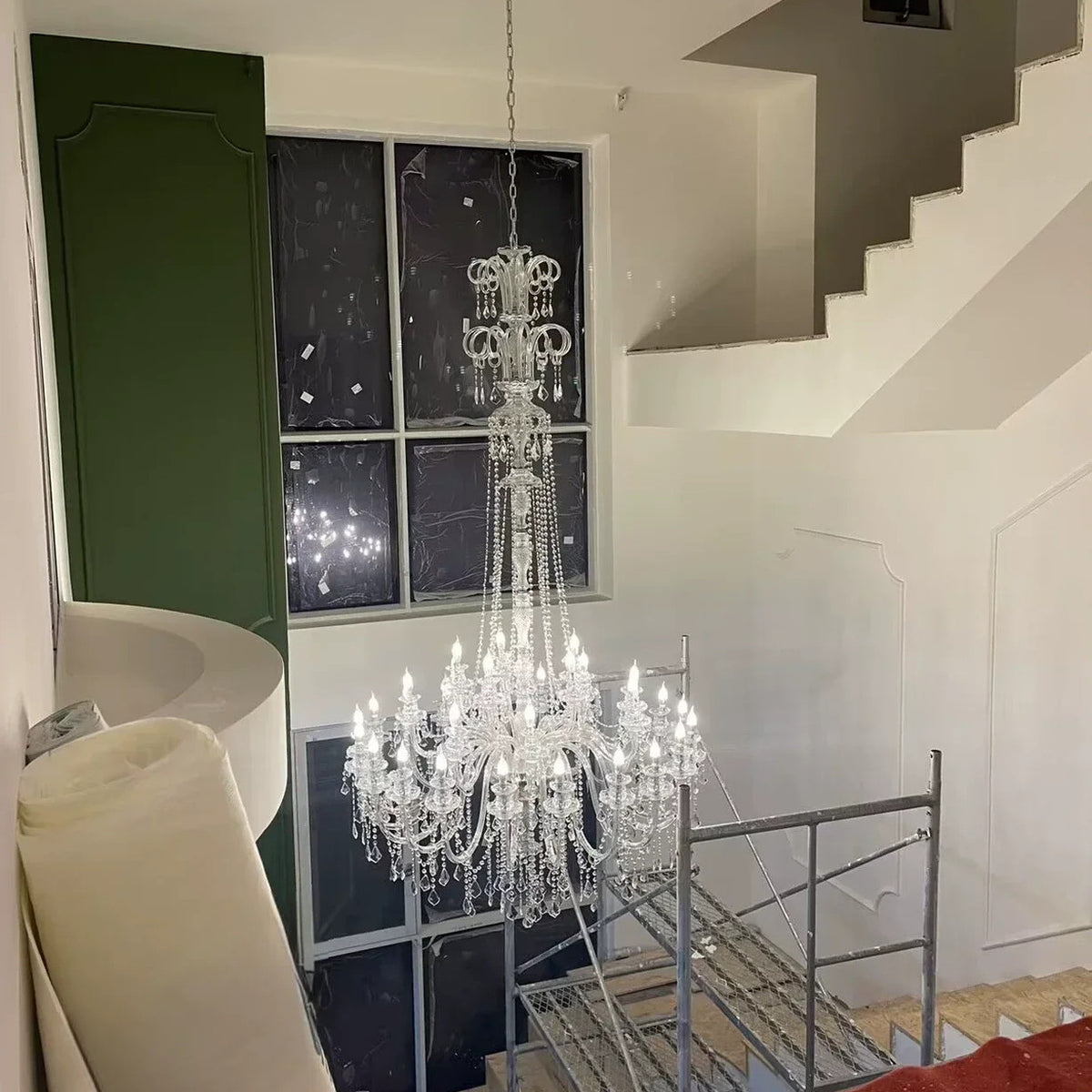 AM0863 — European Stairwell Stainless Steel Chandelier for Loft Spaces & Duplex Spaces