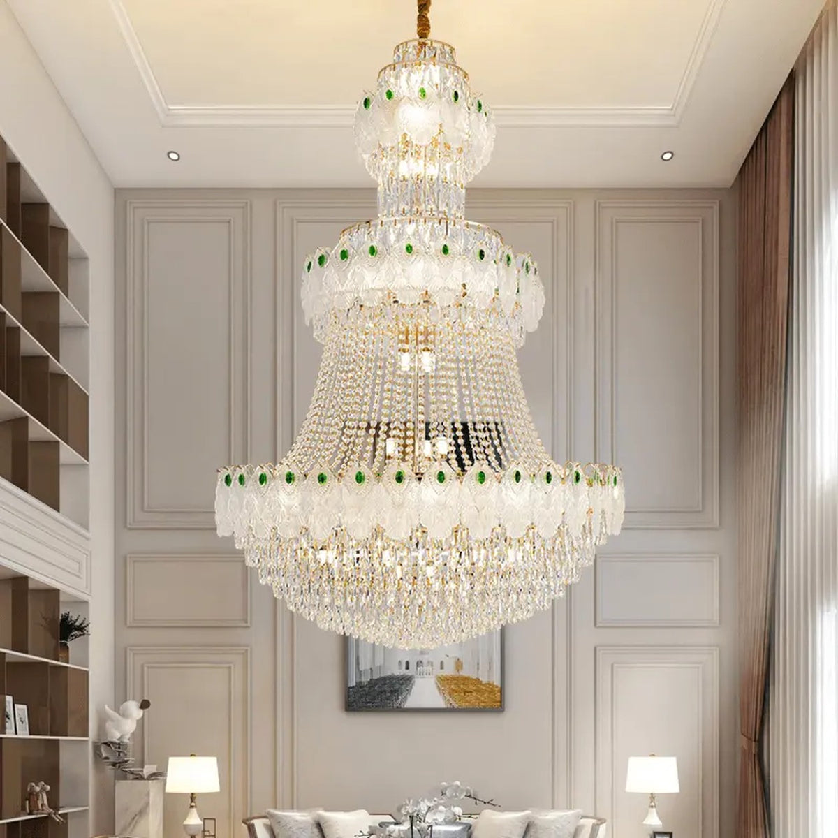 AM0573 — Light Luxury Stairwell Crystal Chandelier for Living Rooms