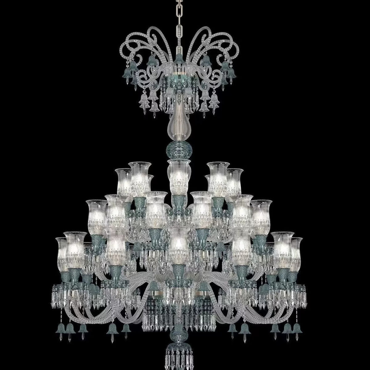 AM0853 — French Stairwell Duplex Glass Chandelier for Hotels & Ballrooms