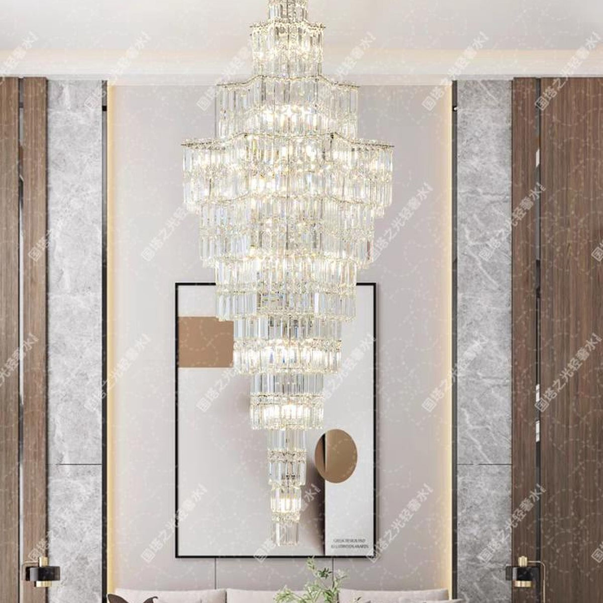 AM0526 — Postmodern Stairwell Crystal Chandelier for Living Rooms