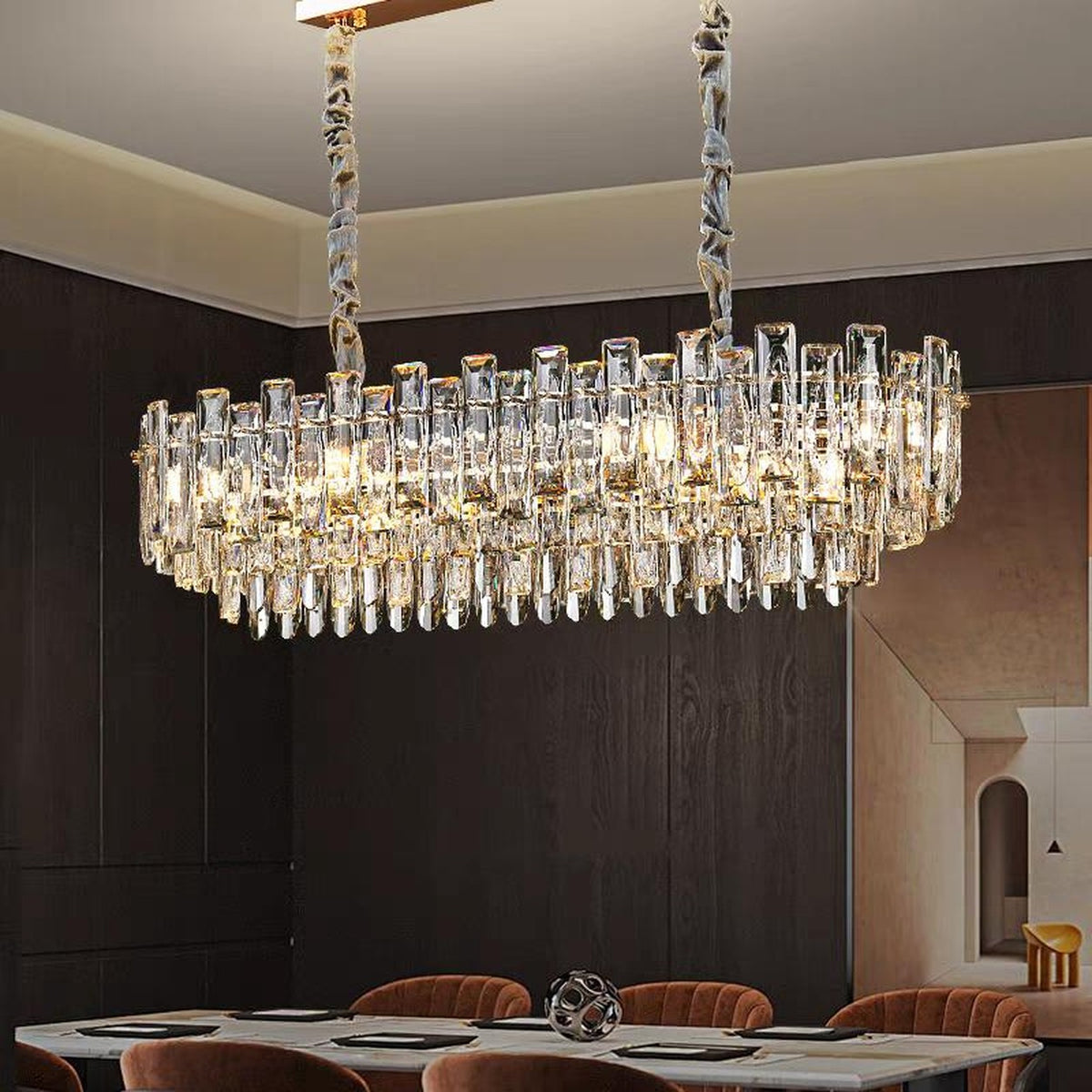 AM0616 — Light Luxury Round Crystal Chandelier for Living Rooms