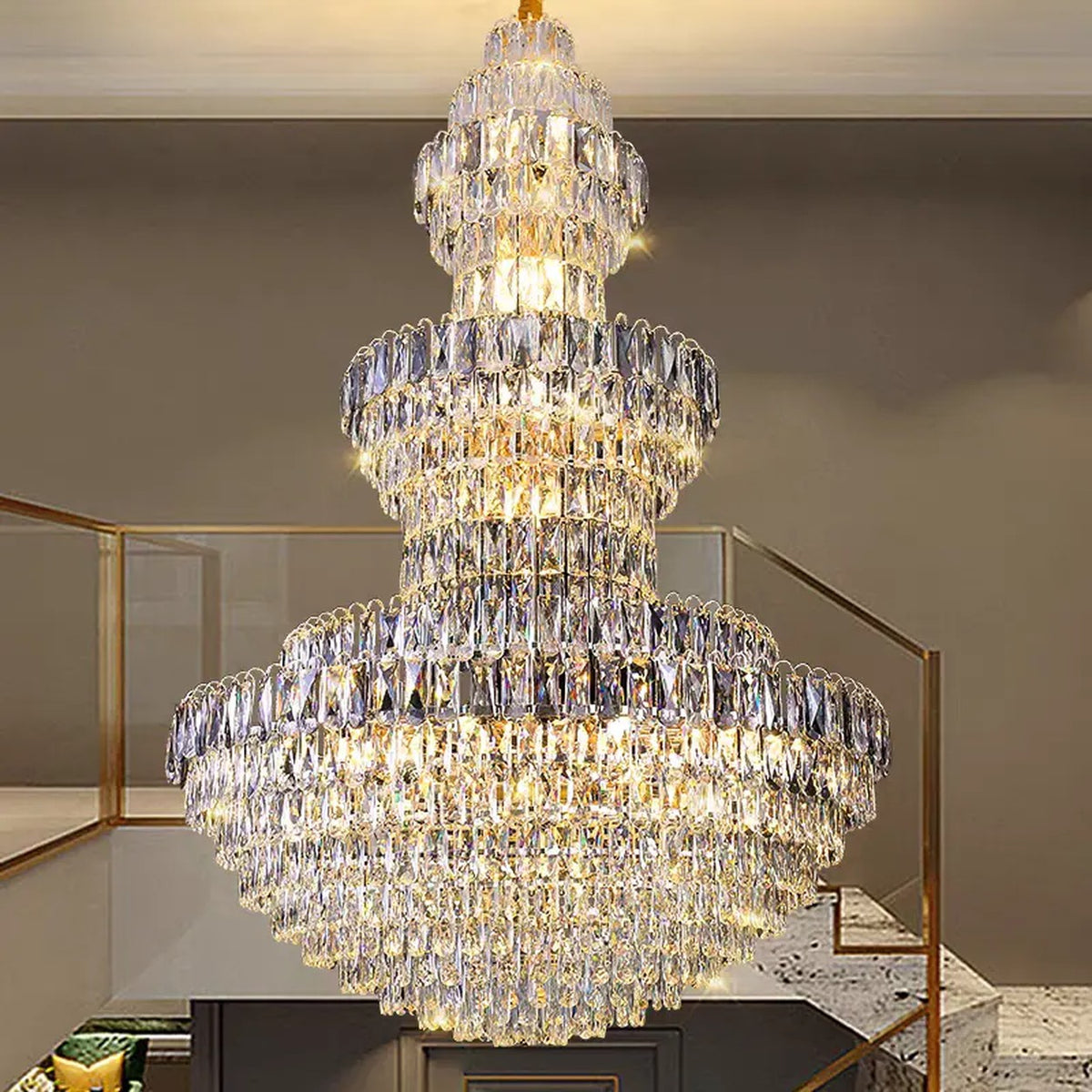 AM0529 — Postmodern Stairwell Crystal Chandelier for Living Rooms