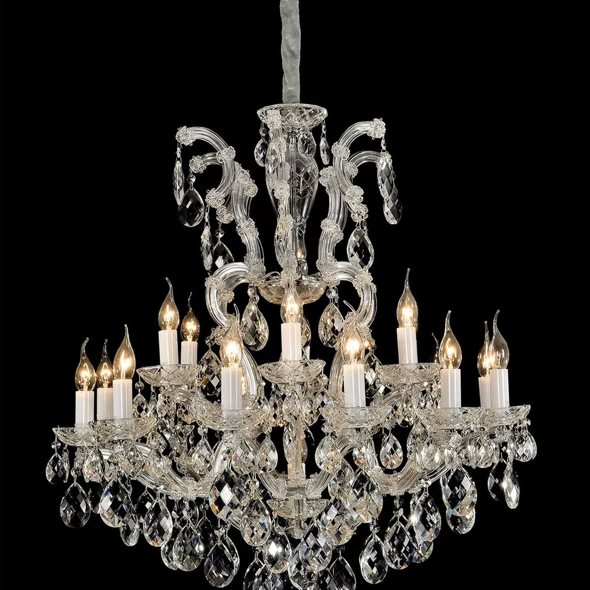 AM0852 — Modern Luxury Crystal Stainless Steel Chandelier for Duplex Spaces & Stairwells