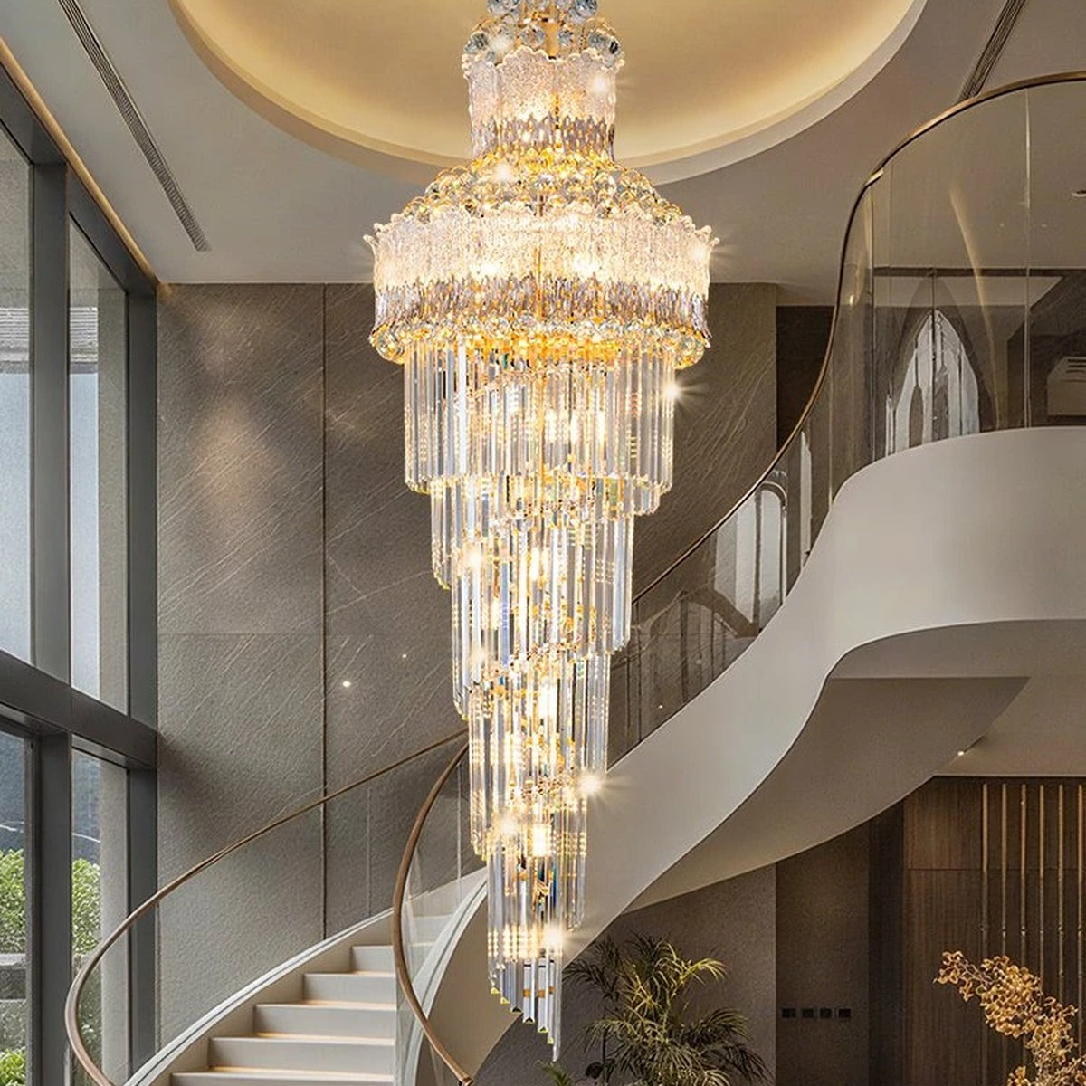 AM0685 — Modern Minimalist Stairwell Crystal Chandelier for Living Rooms