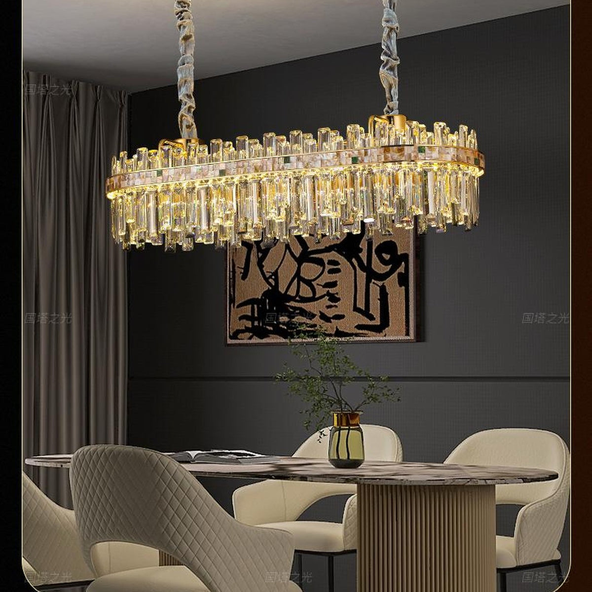 AM0567 — Light Luxury Shell Imported K9 Crystal Chandelier for Living Rooms