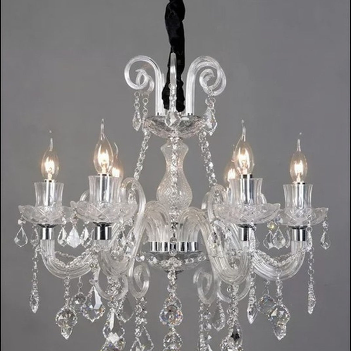 AM0789 — Modern Minimalist Candle Crystal Metal Chandelier for Bedrooms & Studies