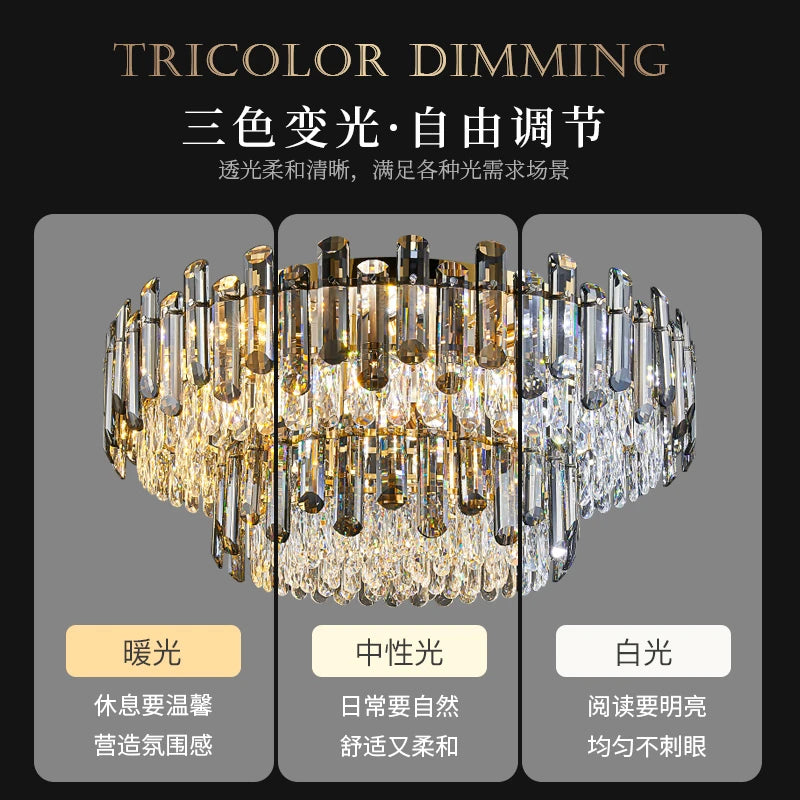AM0127 · Modern Minimalist Round Crystal Flush Mount Ceiling Light for Bedrooms — AM0127, view 5