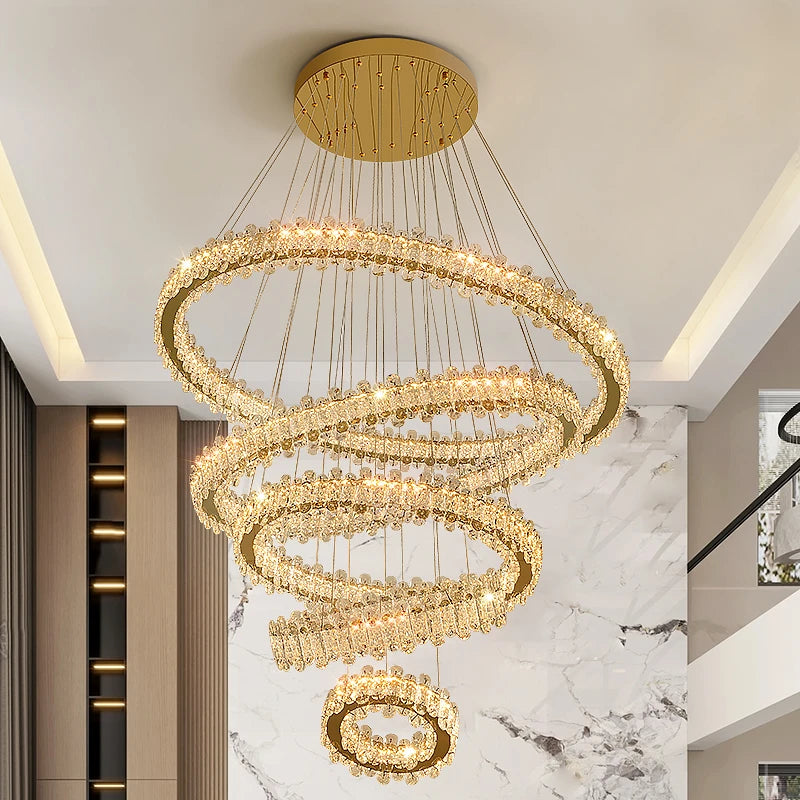 AM0130 · Modern Minimalist Stairwell Ring Composition Crystal Chandelier — AM0130, view 5