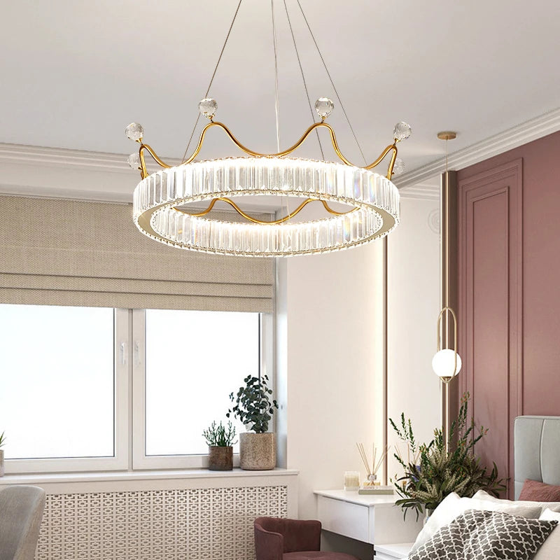 AM0083 · Modern Minimalist Crown Crystal Chandelier for Bedrooms · 3 Configurations — AM0083, view 5