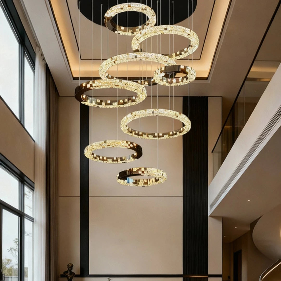 AM0020 · Modern Minimalist Stairwell Ring Composition Acrylic Chandelier — AM0020, view 5