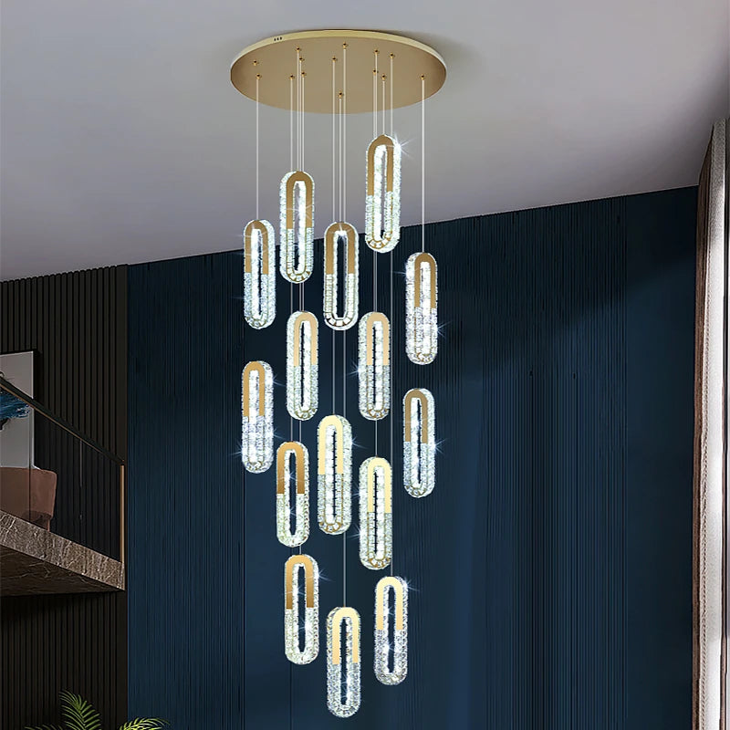 AM0102 · Modern Minimalist Stairwell Extended-Drop Crystal Chandelier — AM0102, view 5