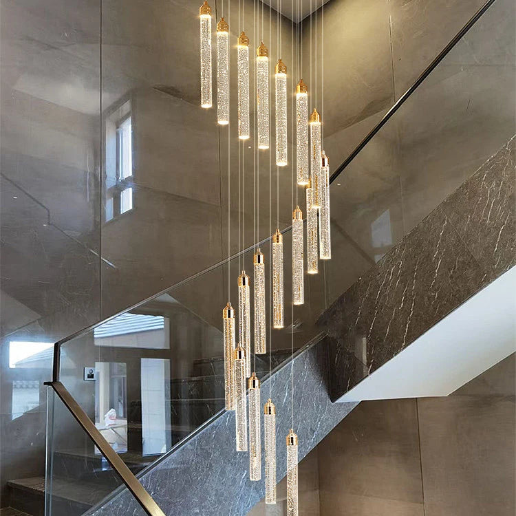 AM0012 · Modern Stairwell Extended-Drop Crystal Chandelier for Double-Height Spaces — AM0012, view 5