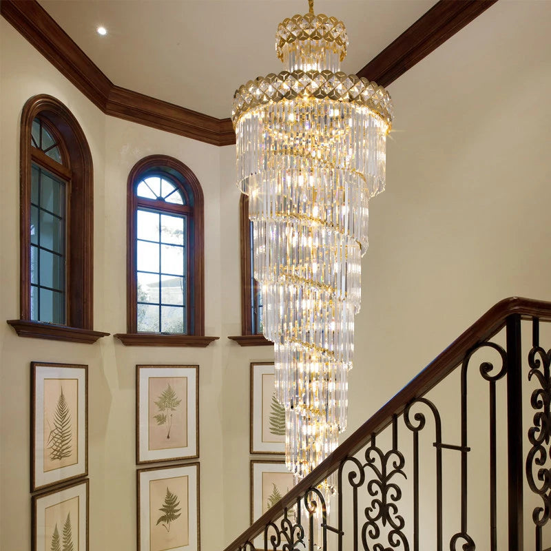 AM0014 · Modern Stairwell Extended-Drop Crystal Chandelier for Double-Height Spaces — AM0014, view 5