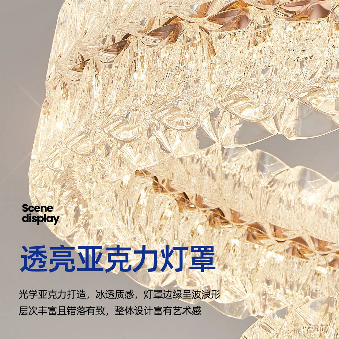 AM0054 · Modern Minimalist Stairwell Ring Composition Acrylic Chandelier — AM0054, view 5