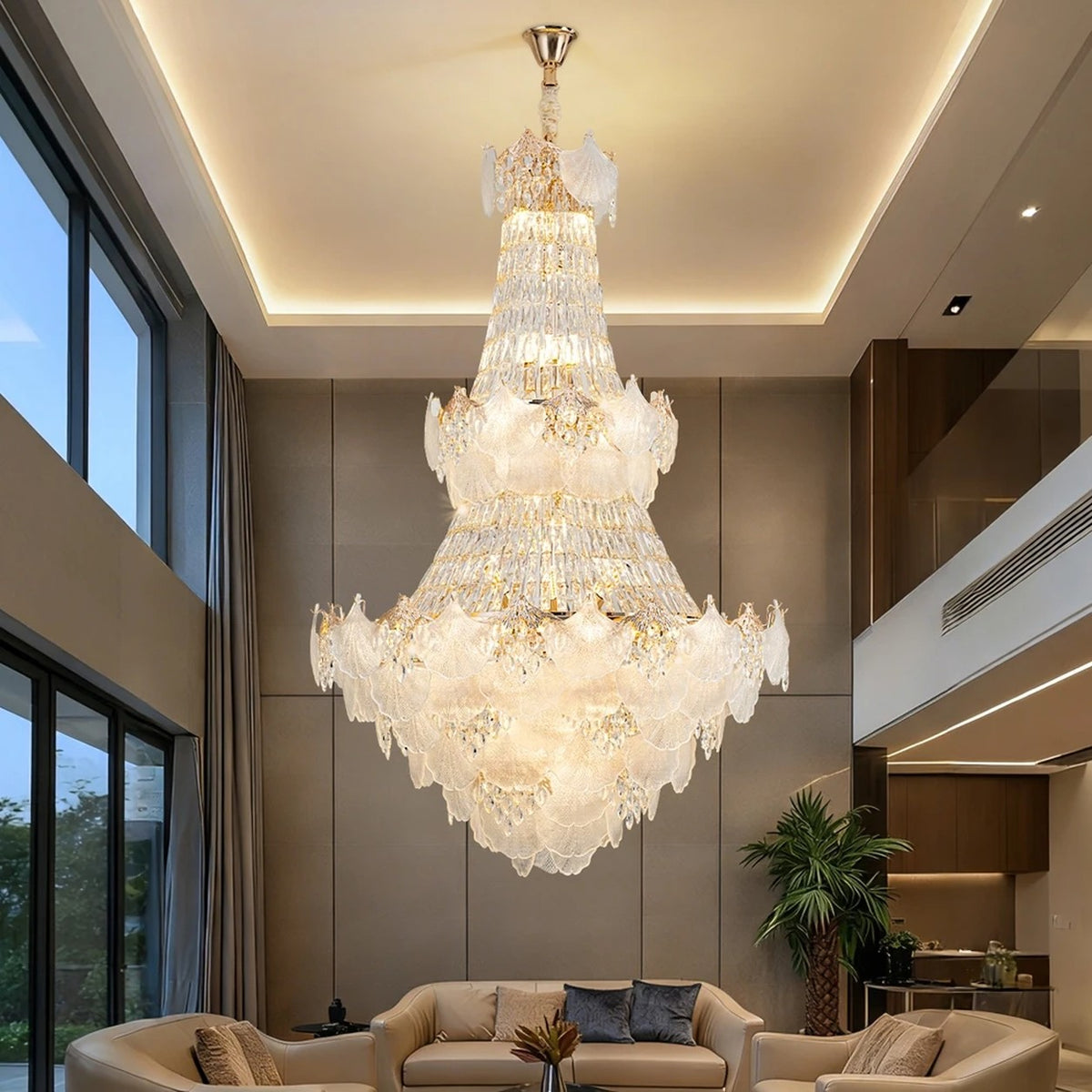 AM0544 — Light Luxury Ginkgo Leaf Crystal Chandelier for Living Rooms