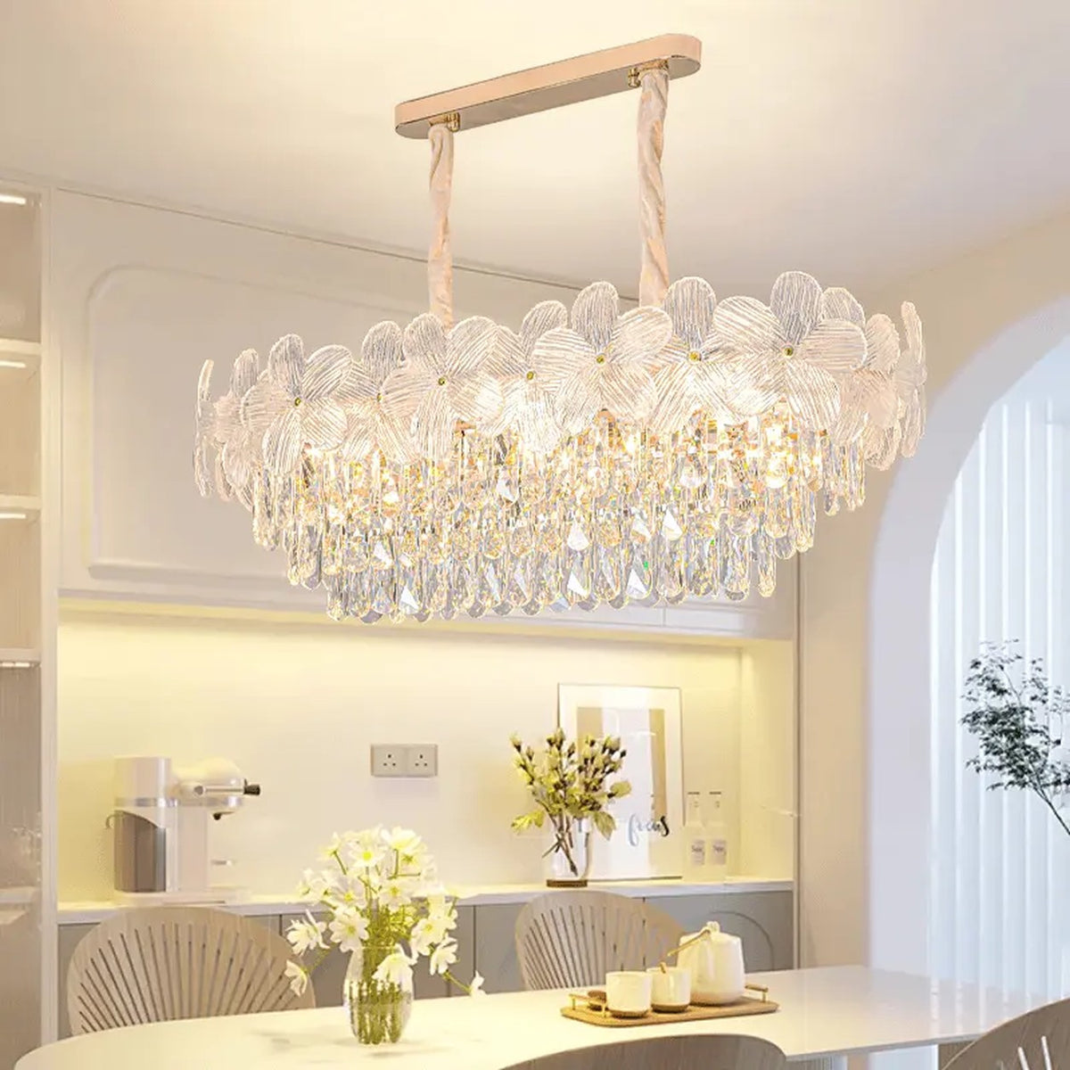 AM0644 — Light Luxury Floral Crystal Chandelier for Living Rooms