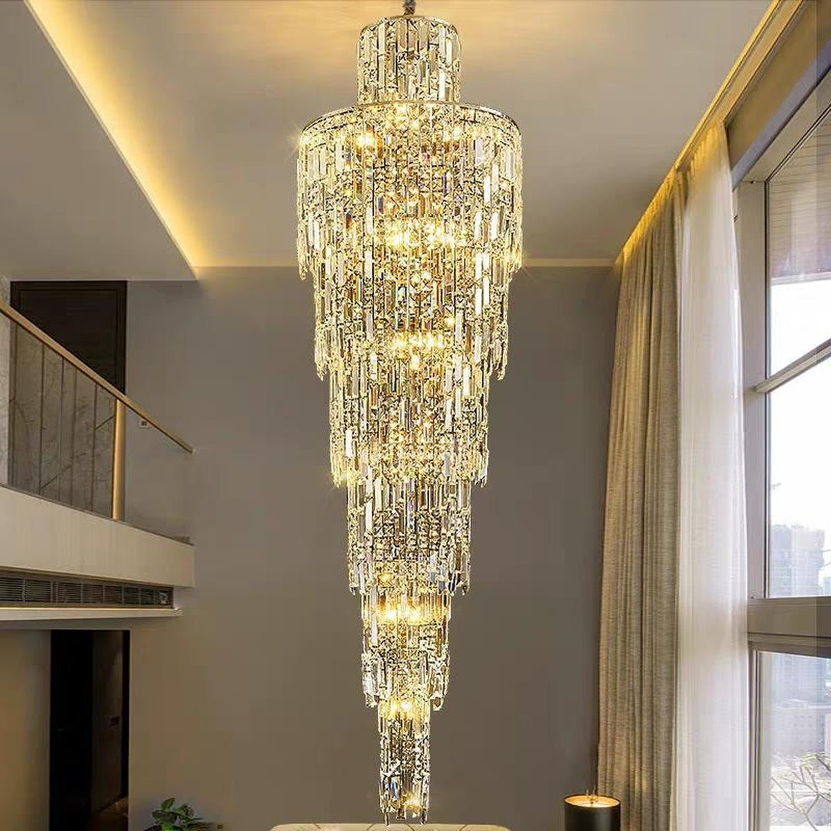 AM0502 — European Spiral Staircase Crystal Chandelier for Living Rooms