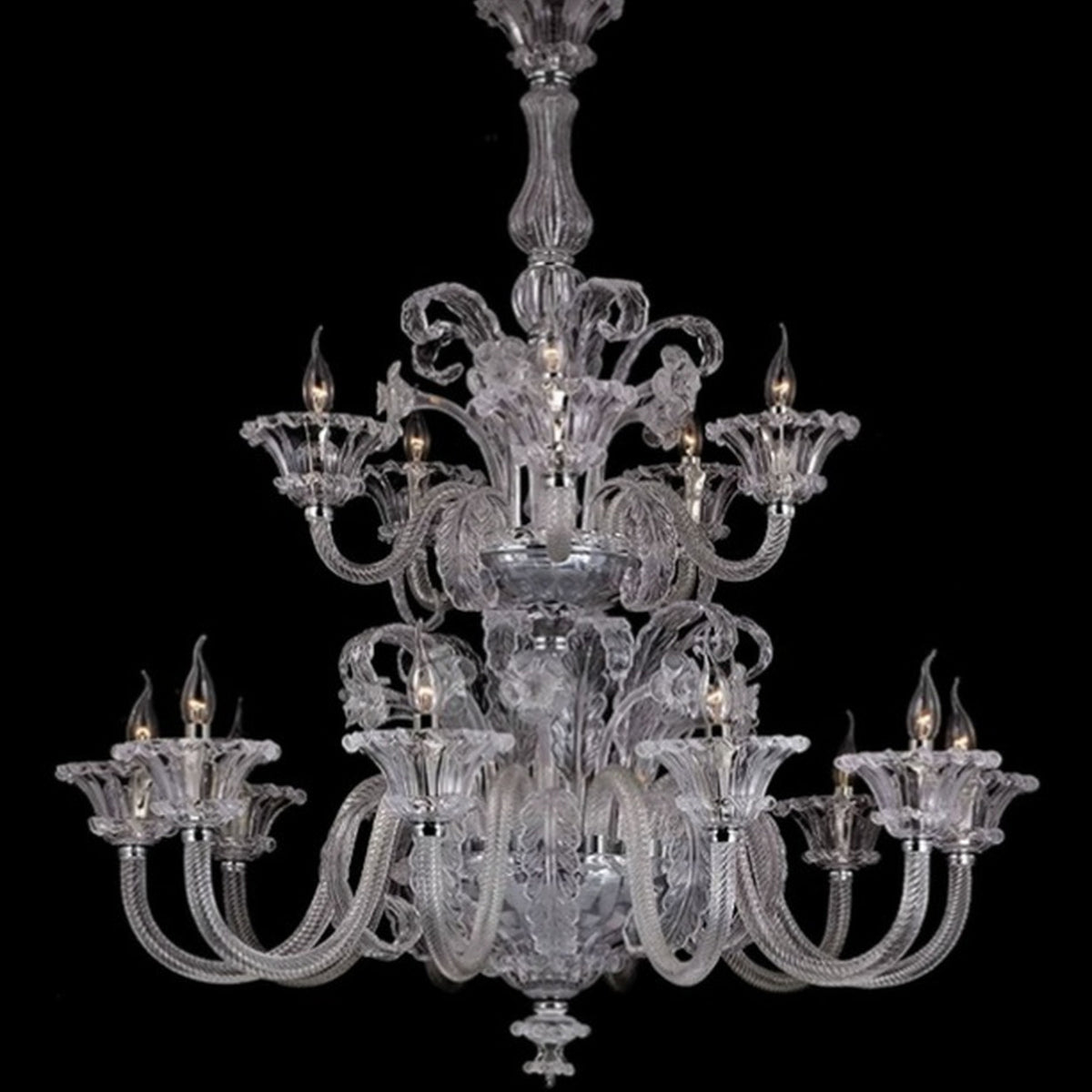 AM0856 — French Cream Glass Chandelier for Hotels & Ballrooms