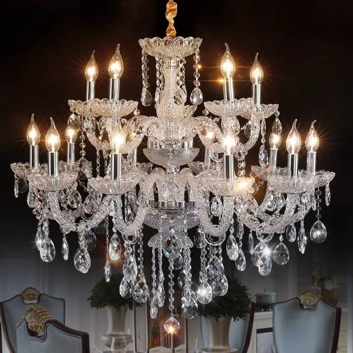 AM0711 — European Crystal Stainless Steel Ceiling Light for Living Rooms & Dining Rooms
