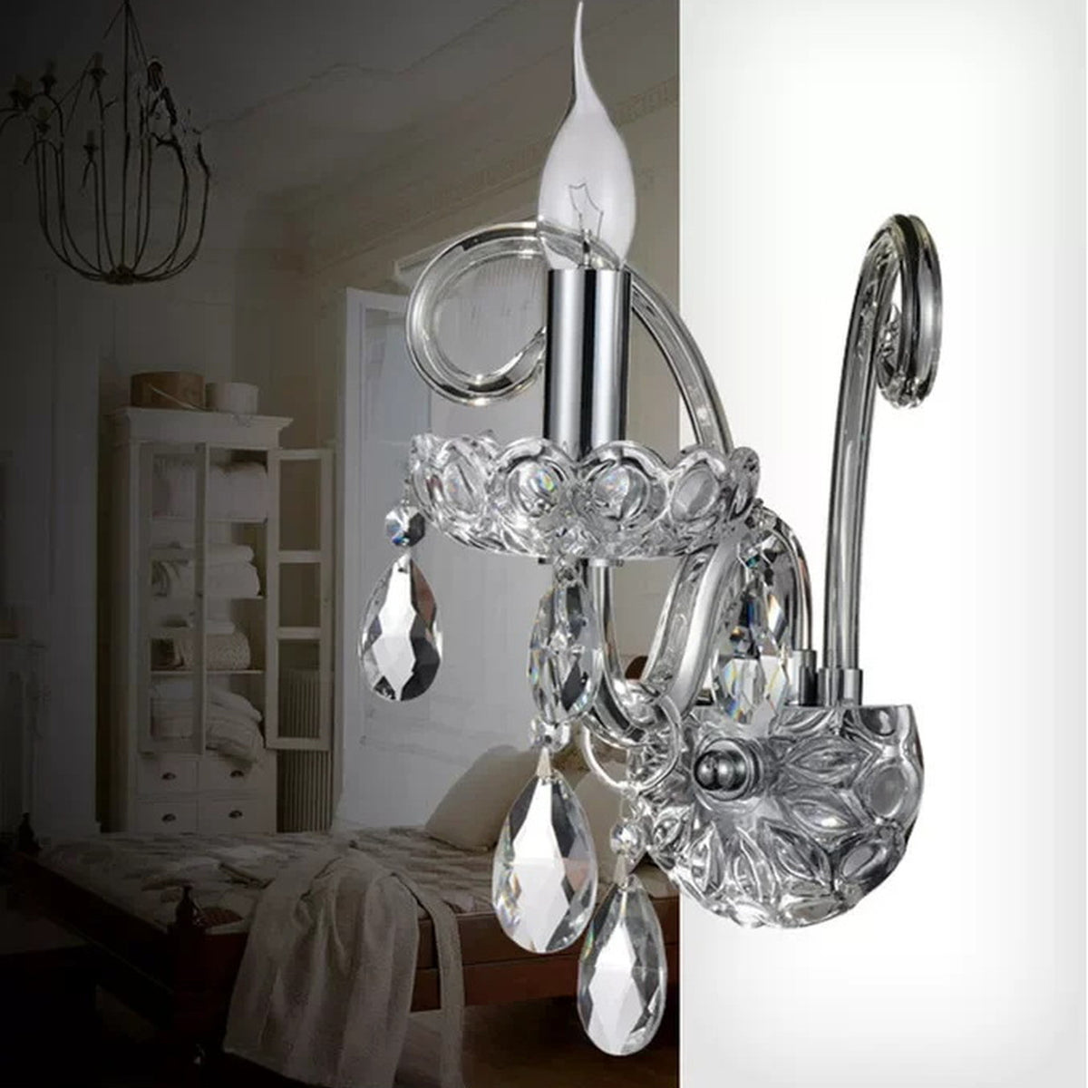 AM0772 — Modern Minimalist Stairwell Crystal Glass Wall Light for Living Rooms & Dining Rooms