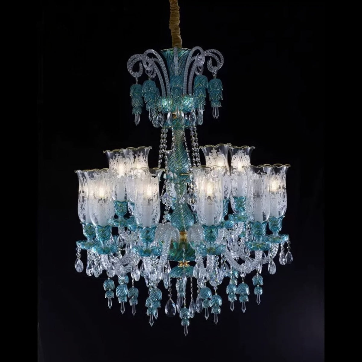 AM0844 — European Stairwell Duplex Glass Chandelier for Living Rooms