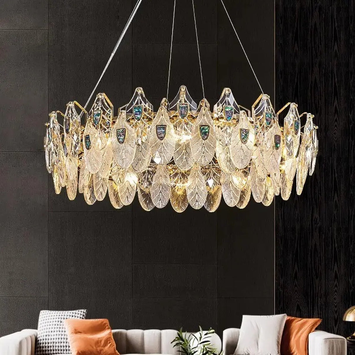 AM0698 — Light Luxury Shell Crystal Chandelier for Living Rooms