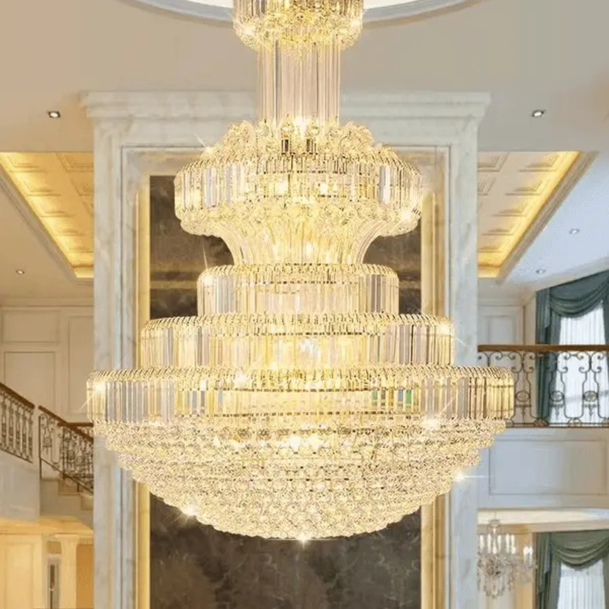 AM0477 — Light Luxury Stairwell Crystal Chandelier for Living Rooms