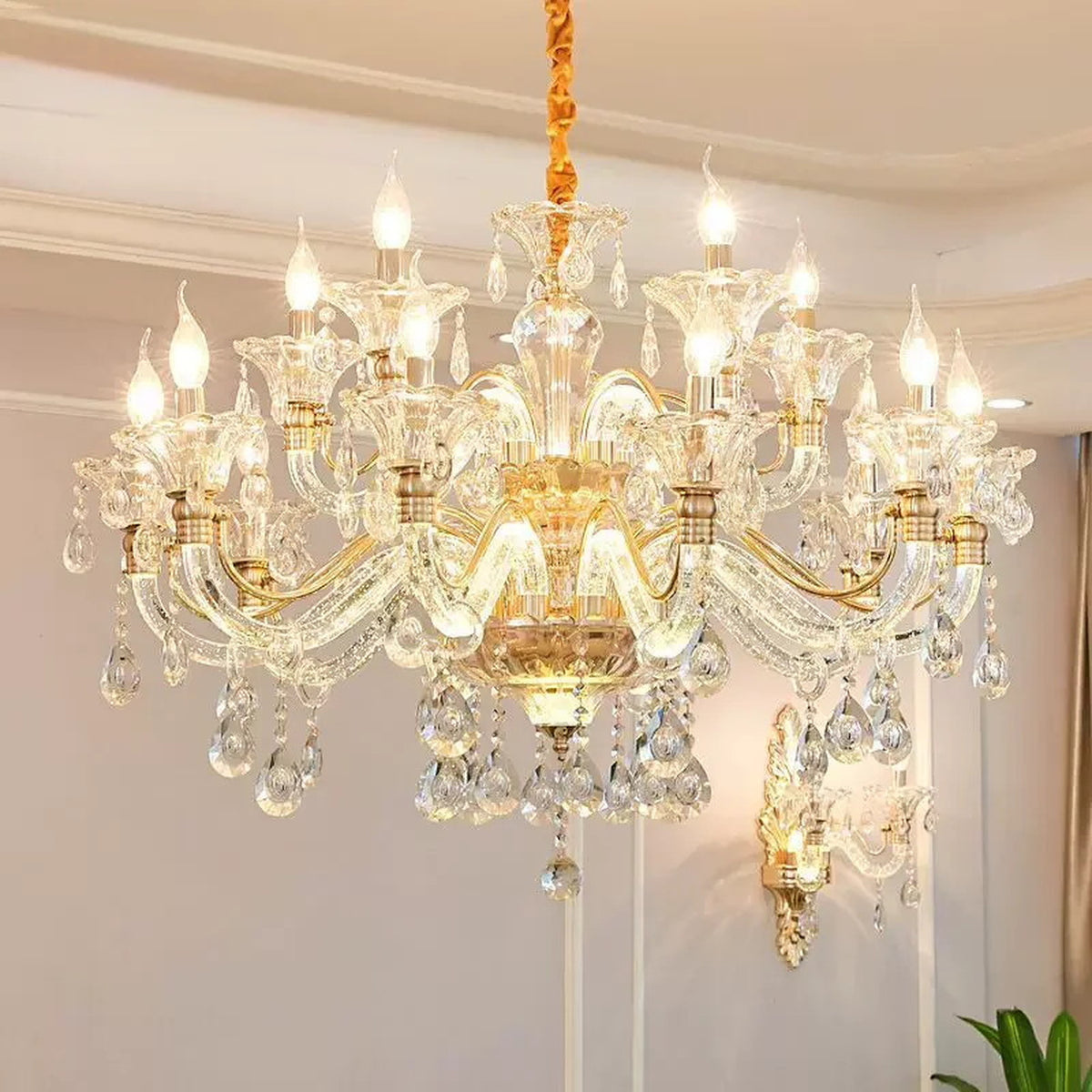 AM0784 — European Candle Duplex Metal Chandelier for Living Rooms & Dining Rooms