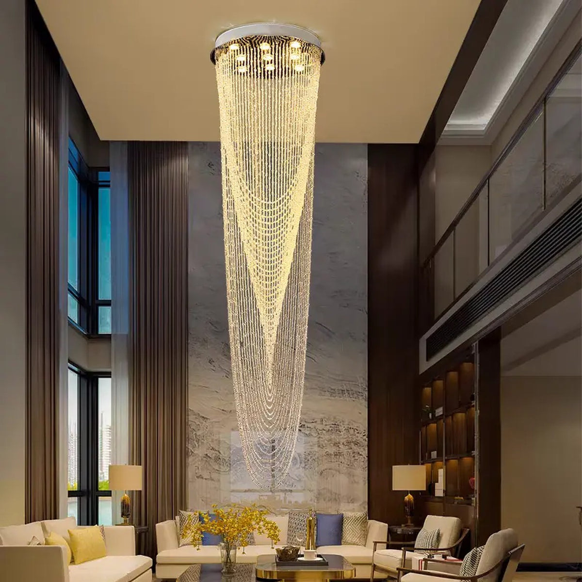 AM0552 — Minimalist Stairwell Crystal Chandelier for Living Rooms