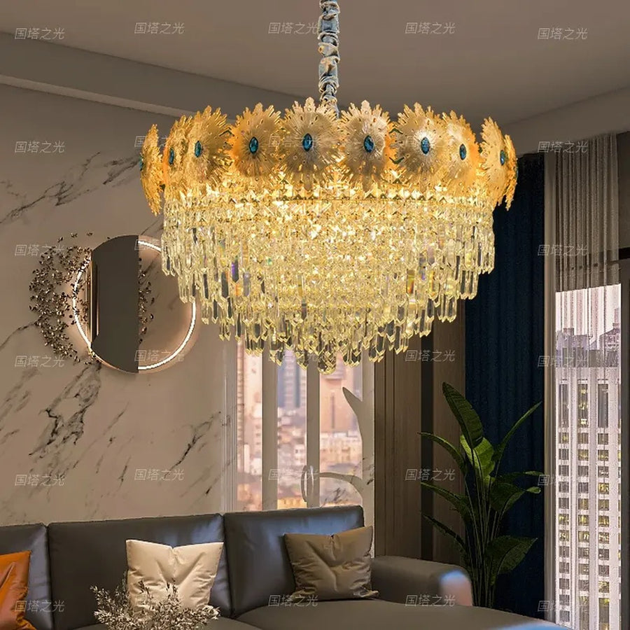 AM0692 — Light Luxury Peacock Imported K9 Crystal Chandelier for Living & Dining Rooms