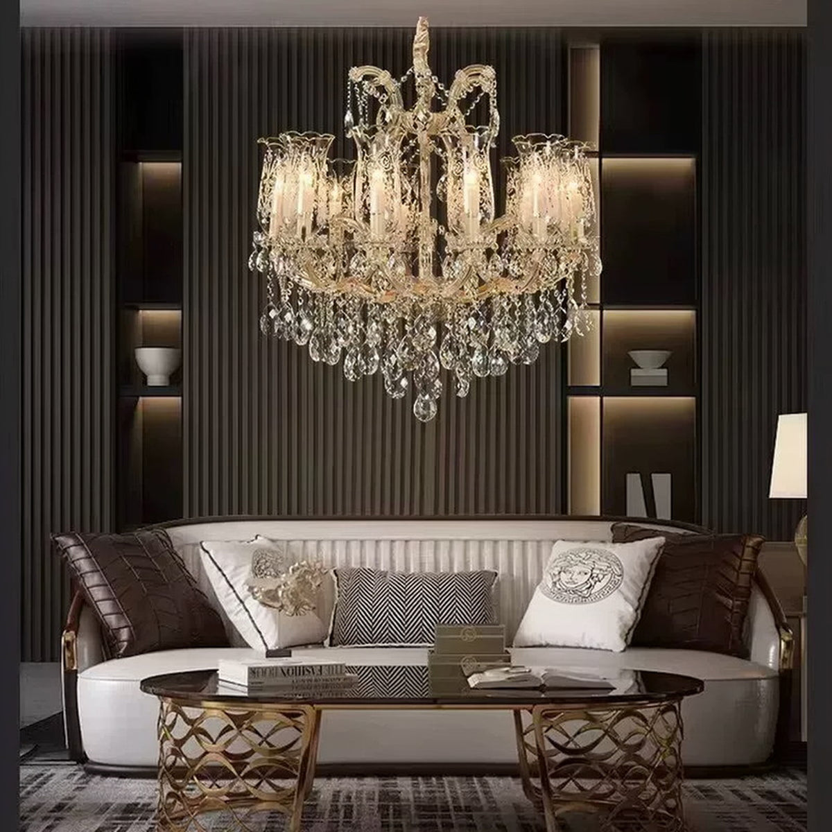 AM0849 — European Duplex Crystal Iron Chandelier for Living Rooms