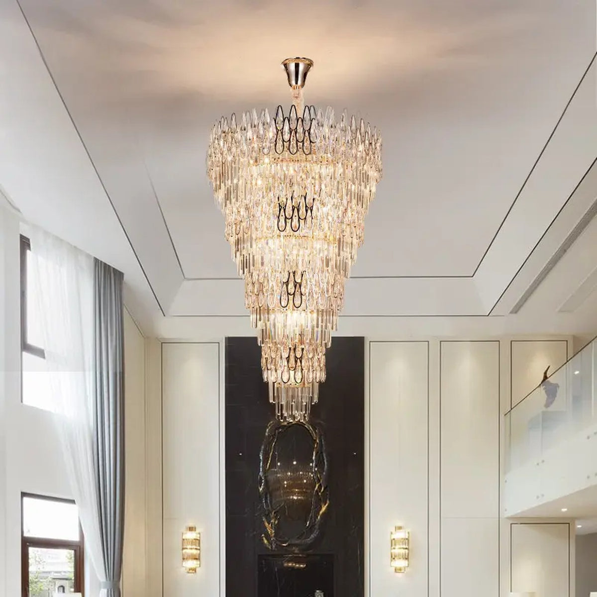 AM0632 — Light Luxury Stairwell Crystal Chandelier for Living Rooms
