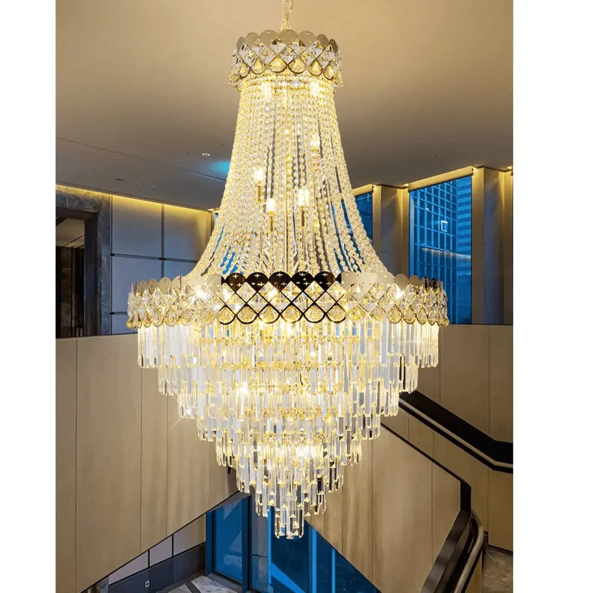 AM0626 — Light Luxury Spiral Staircase Crystal Chandelier for Living Rooms