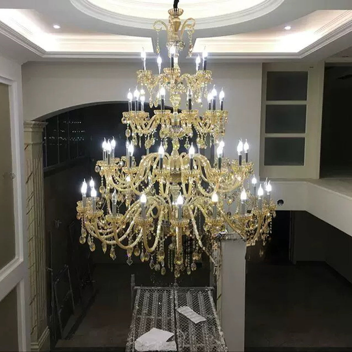 AM0730 — European Candle Duplex Metal Chandelier for Bar Spaces