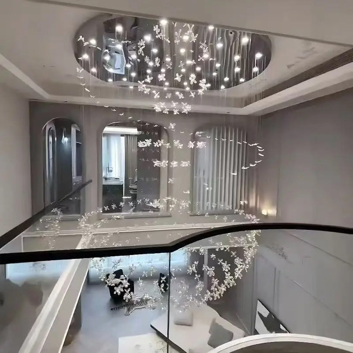 AM0513 — Light Luxury Stairwell Crystal Chandelier for Living Rooms