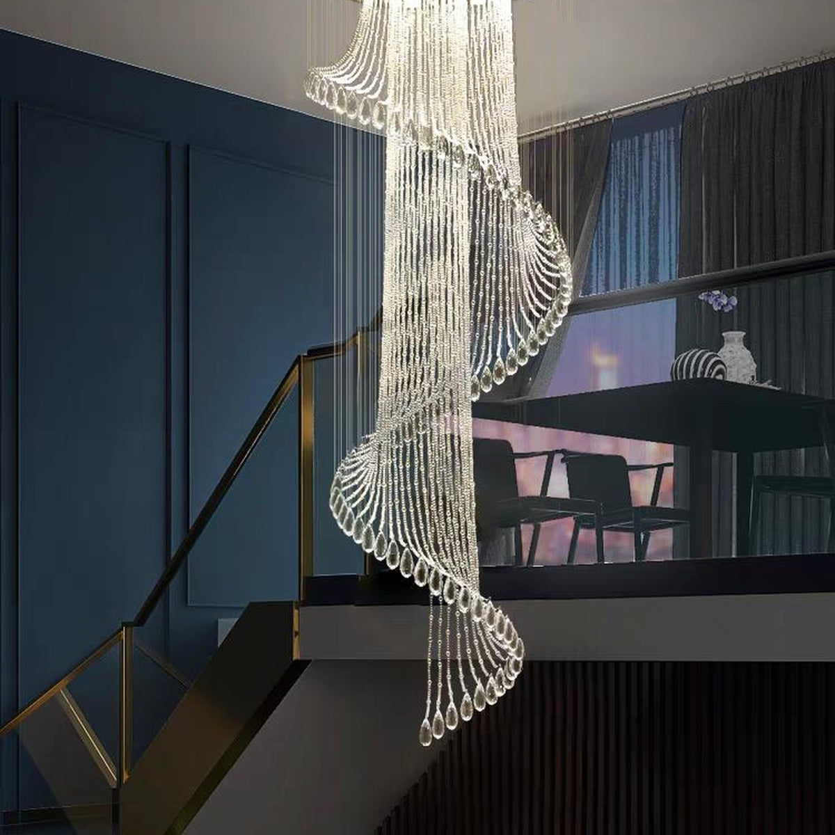 AM0500 — Light Luxury Stairwell Crystal Chandelier for Living Rooms