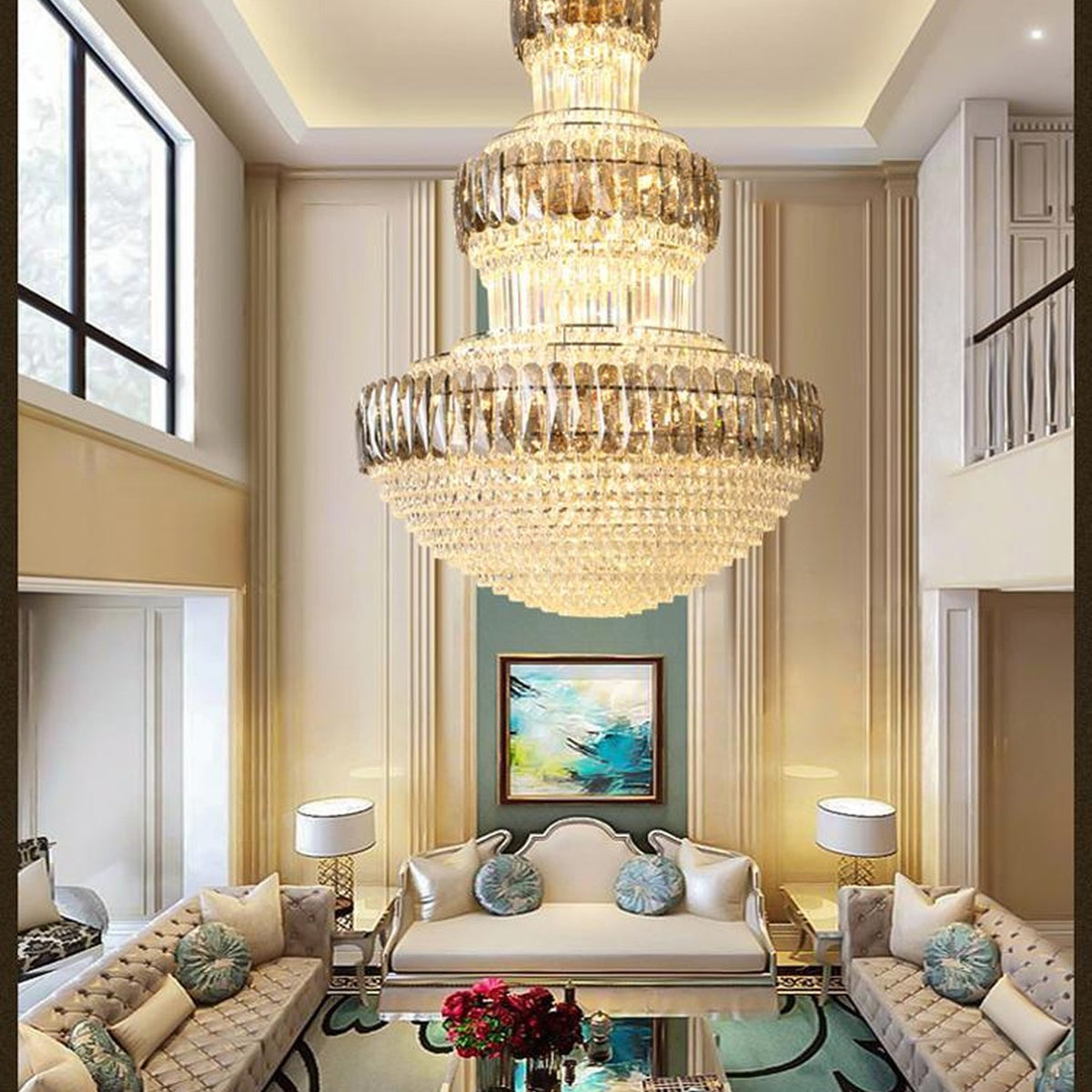 AM0625 — Light Luxury Round Crystal Chandelier for Living Rooms