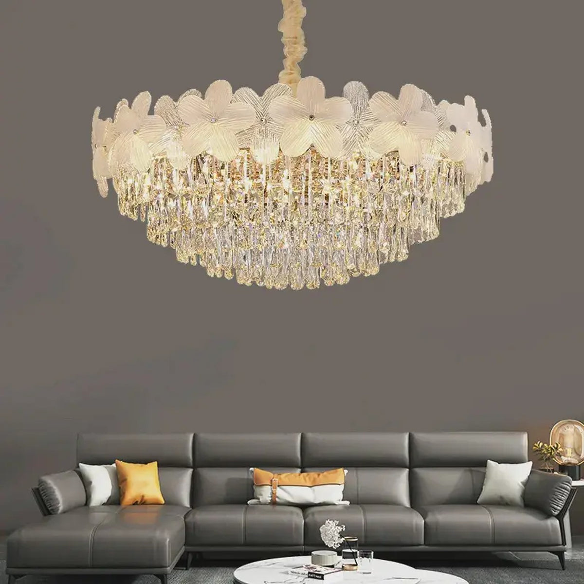 AM0484 — Modern Luxury Floral Crystal Chandelier for Living Rooms