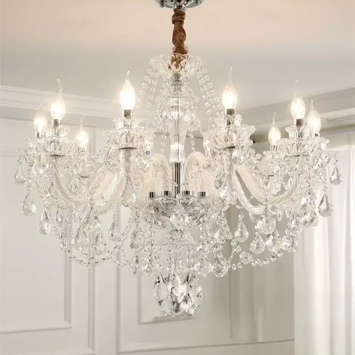 AM0836 — European Candle Grand Hall Crystal Chandelier for Living Rooms & Dining Rooms