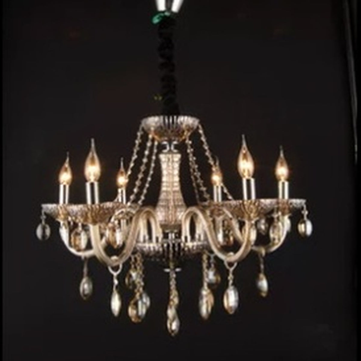 AM0782 — European Candle Crystal Stainless Steel Chandelier for Studies